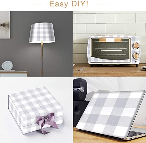 Mecpar Grey White Plaid Wallpaper 17.71” X 78.7” Peel And Stick Wallpaper Buffalo Plaid Contact Paper Self Adhesive Gingham Plaid Wall Paper For Cabinets Shelf Drawer Liner Furniture Accent Walls #TOP5