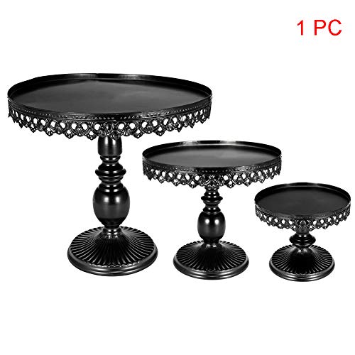 WOOPOWER Cake Stand, Round Cupcake Stands Metal Dessert Display with Pendants and Beads, Cake Stands Tray Wrought Iron Plates Party Birthday Dessert Display Wedding Decor - 7.8x6.8inch - Thumbnail 2