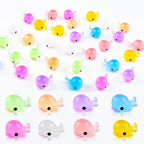 32 Pieces Luminous Mini Whale Resin Animals for Dollhouse Fairy Garden Birthday Decorations