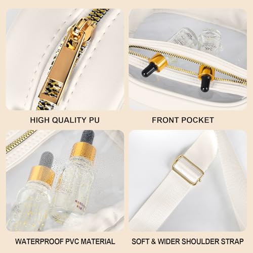 Image of Fibrdoo Clear Bag Stadium Approved, Leather Clear Crossbody Purse Bag for Concerts Sports Events Festivals