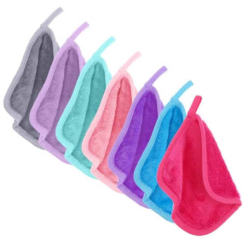 7 unidades de paños para la cara, almohadillas desmaquillantes de maquillaje, paños desmaquillantes lavables de microfibra, paños de limpieza facial, almohadillas desmaquillantes reutilizables (16 x