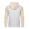 Men's Pullover Hoodies Plaid Jacquard Long Sleeve Drawstring Hipster Casual Hooded Sweatshirts with Kanga Pockets, White/Light Beige, XX-Large #2