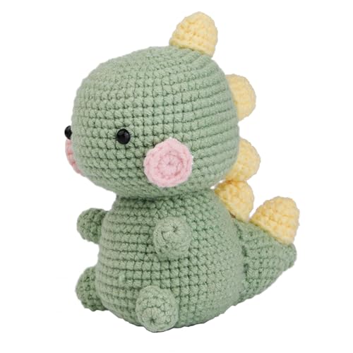 Kit de crochet pour débutants Lucydigla avec tutoriels vidéo et fil dinosaure vert