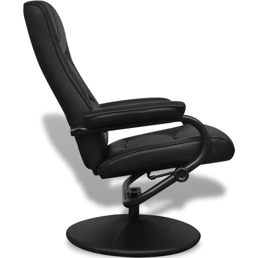 Polstersessel Relaxsessel Verstellbare Rückenlehne TV-Sessel mit Fußhocker Schwarz Kunstleder,Ideal für die kommerzielle und Private Nutzung 66.5 x 110 x 85 cm (L x B x H)