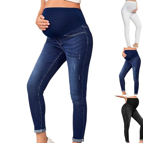 Générique - Jean Grossesse et Femme Enceinte Coupe Slim Bandeau Haut Stretch et Confortable Jeans Enceinte Skinny Push up Fesse