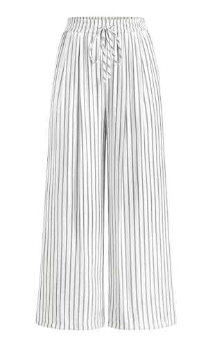 Image of PRETTYGARDEN Womens Pants Elastic Waist Floral Lightweight Palazzo Pants for Women Casual Lounge Wide Leg Pants Woman