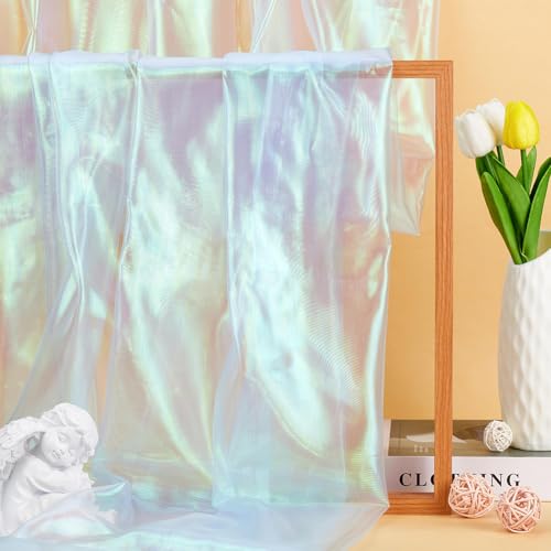 GORGECRAFT 3 x 1.5M Blue Iridescent Organza Fabric Polyester Magic Rainbow Holographic Shinny Gauze Sheer Gradient Lace Fabrics for Dress Background Party Home Decor DIY Crafts Supplies - Image 4