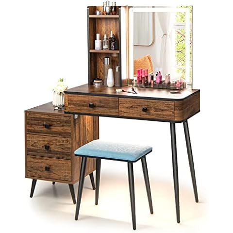 COSTWAY LED Dressing Table and Stool Set Cover