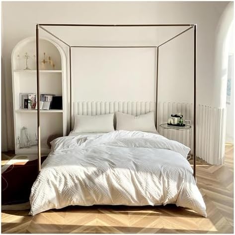 Fabric Bed Drapes Mesh Protection Canopy Shielding Netting, King Size Queen Twin Size Mosquito Net Canopy，Aluminum Alloy 4 Corners Canopy Bed Posts Curtains, Canopy Bed Frames, Post Rods for