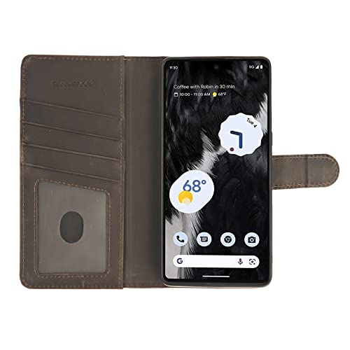 Blackbrook Google Pixel 7 Pro Wallet Case Set - (2 In 1) Carson Full Grain Leather Magnetic Wallet For Google Pixel 7 Pro (6.7") - 4 Credit Card Slots, Cash & Clear Id Pockets With Kickstand #TOP1