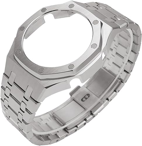 Lunette et bracelet acier pour montre GA-2100 homme au design métallique élégant