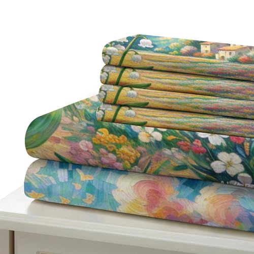 Housse de couette 3D Lily de la vallée drap microfibre douce 260x220