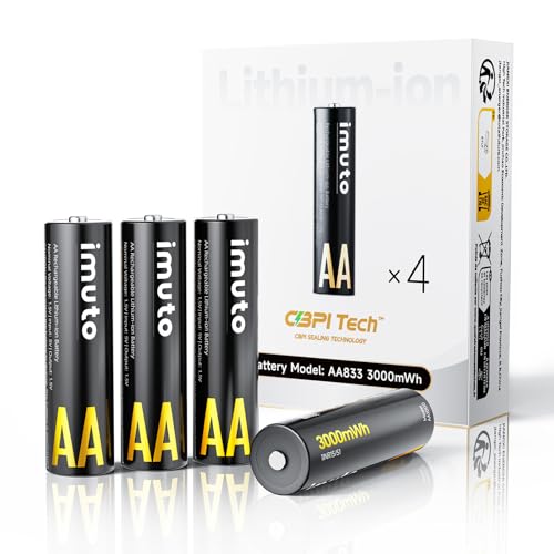 imuto Pilas AA recargables de litio (4 unidades, 1,5 V, 3000-IMU4AA)