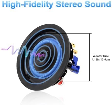 Herdio Bluetooth Ceiling Speakers Wired 4 Inches 2-Way with 4 Channel Amplifier Receiver for Home Theater Living Room Office(4 Speakers) - Image 2