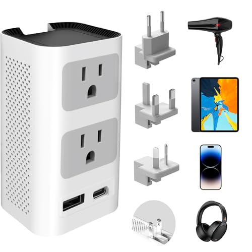 Mapambo 220V to 110V Voltage Converter US to Europe Power Converter European Travel Converter for Hair Dryer, Power Converter Adapter Combo with 1 Type C 1 USB A