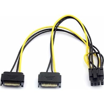 2x Sata to 8 Pin 6+2 Pci-e Express G  Molex Power Kablosu  evirici D n t r c  4327