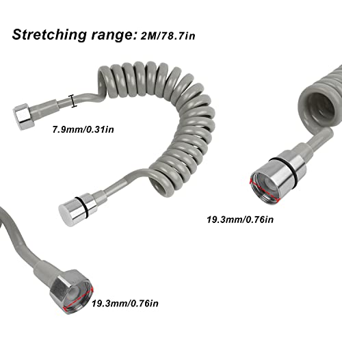 Teleskopischer Duschschlauch - DEANKEJI 2 Meter Badezimmer Federschlauch, Edelstahl Schnittstelle Spiralschlauch - Langer Schlauch für Sprühgerät, Toilette Bidet, Waschbeckens, Wasserhahn