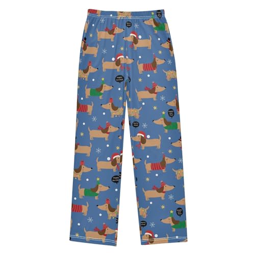 Boys' Pants Cute Dachshund Puppy Dog Christmas Long Bottoms Jogger Pants Elastic Waist Trousers with Pockets S-XL