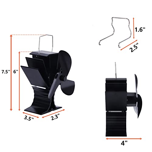 Foedo Fireplace Fan, 3 Blades Heat Powered Stove Fan For Wood/Log Burner/Fireplace, Cocoon Fan, Efficiently Circulates Warm Air, Suitable For Portable Heater(With Easy Installation Accessories) #TOP2