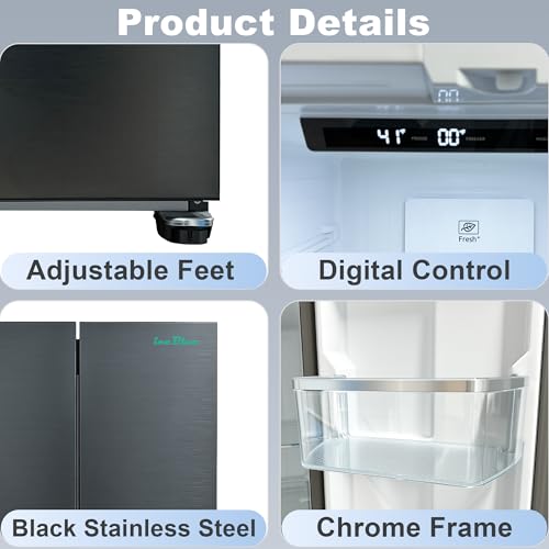 Iceblue 17.7 Cu.Ft. French Door Refrigerators, 30\" Full Size Refrigerator, Beverage Refrigerator with Bottom Freezer, Frost Free Beverage Fridge - Black Stainless Steel