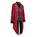 Oiefeen Medieval Steampunk Tuxedo, Performance Costume, Halloween Men's Clothing, Gothic Jacket (XL, Wine red) …