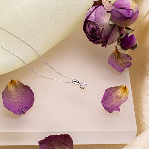 Carissima Gold Anhänger an Kette 9 Karat Weißgold 0.25 Karat Diamant Blüte 46 cm 5.43.9784