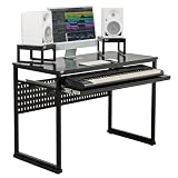 LYYL Music Studio Desk with Keyboard Tray and Height Adjustment Bracket, for 61 Keys (Music Producer Desk) (Black, 61 Keys)