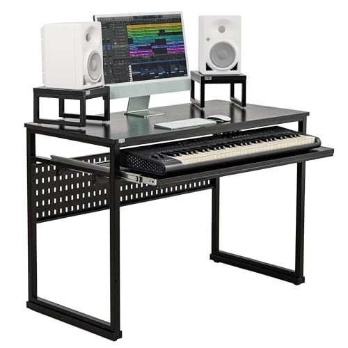 LYYL Music Studio Desk Keyboard Tray and Height Adjustment