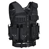 9 pod Paintball / Tactical Vest with Barrel Pouch and Neck protector Unisex Combat vest with Adjusta
