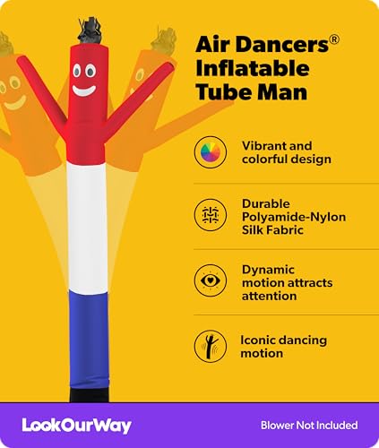 Image of LookOurWay Air Dancers Inflatable Tube Man Attachment - 10 Feet Tall Wacky Waving Inflatable Dancing Tube Guy for Business Promotion - Blower Not Included - Red /White /Blue USA