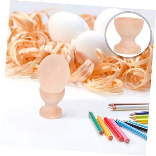Sosoport 12 Stück Teiliges Holz Eierbecher Set Natürliche Oberfläche Multifunktional Dekorativ für Ostern DIY Basteln Küchen Tischdekoration – Bild 8
