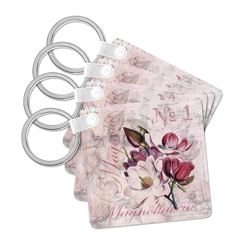 Porte-clés fleur de magnolia suspendu pour sac et clés dimensions 5,7 cm