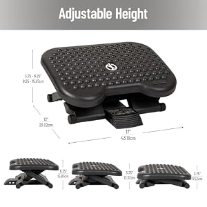 Mind Reader Foot Rest, Under Desk at Work, Ergonomic, Height Adjustable, Office, Plastic, 17"L x 13"W x 6.25"H, Black — photo 4 of 6