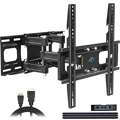Full Motion TV Wall Mount Bracket for Most 32 -65  TVs JUSTSTONE TV Wall Mount with Articulating Dual Arms Swivel Tilt 14  Extension Max VESA 400x400mm Holds up to 121 lbs