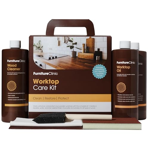 Furniture Clinic Wood Worktop Maintenance Kit - Clean, Restore and Maintain Wood Kitchen Worktops and other Wooden Surfaces