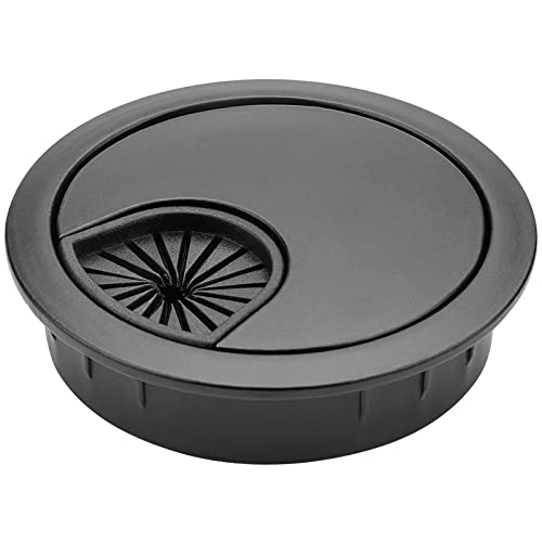 Desk Grommet, 2 Inch Metal Desk Cable Grommet, Black, 2 Pack