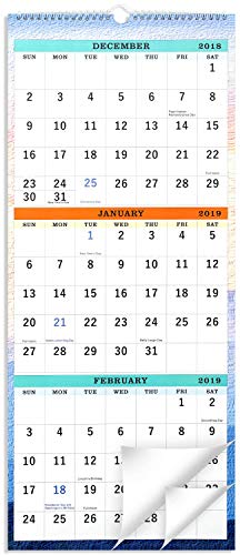 2019 Wall Calendar - 3-Month Display Vertical Calendar, Calendar Planner 2019, 11