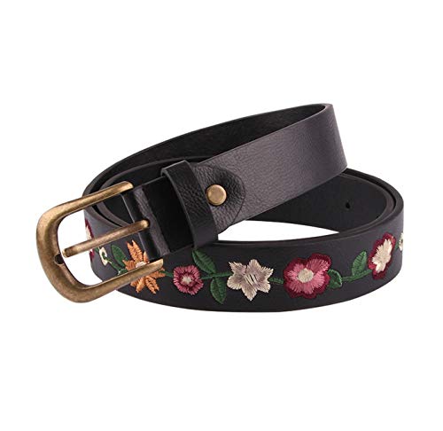 Mujer Flor Bordado Cuero Jeans Cinturones - Bohemian Bordado Casual PU Leather...