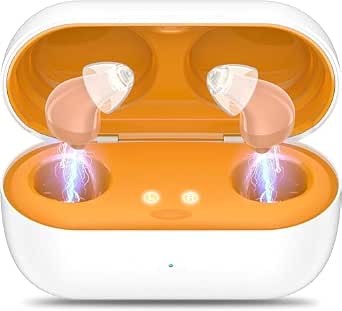 Rechargeable Digital Hearing Aids for Seniors, Noise Cancelling with 16-Channel Sound Processing (Skin, L)