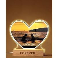 Lampe Cœur Personnalisée Avec Photo 22x15 Cm – Veilleuse LED Romantique Pour Couple