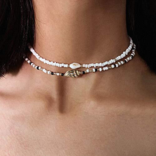 Sethain Boho Choker Halskette Weiße Muschelkette Kurze Perle...