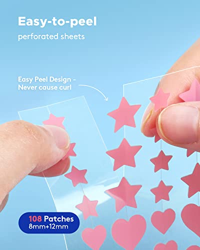 LitBear Adesivo para Acne, Adesivo para Espinhas, Coração Rosa e Adesivo Absorvente Em Forma de Estr