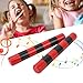 1 Pair Sand Stick Shaker, Wooden Case Iron Beads Cylinder Sand Shaker Rhythm Percussion Musical Instruments for Early Education (Red Stripe