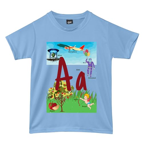 Image of RISH Alphabet - A - T Shirt for Boys and Girls | Birthday Educational Phonic Tees for Toddler Kids Outfit
