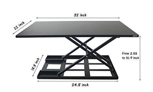 Standing Desk Stand Up Desk Height Adjustable Desk Standing Desk Converter Sit Stand Desk Converter Foldable Desk Adjustable Height Desk Folding Workstation Desk Riser Ergonomic Table Stand - 32 inch