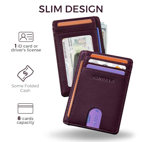Image of RUNBOX Slim Minimalist Front Pocket RFID Blocking Leather Wallets for Men and Women Card Holder Wallets Gifts for men