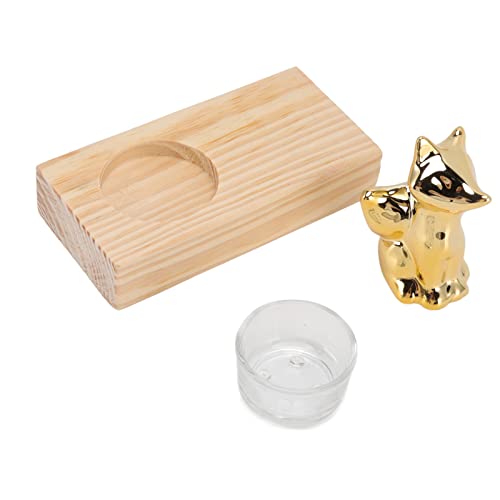 Tyenaza Portavelas Tealight, Adornos De Portavelas De Madera Románticos Dorados Decorativos De Cerámica De Vidrio De Nogal para Sala De Estar, Oficina, Estudio, Dormitorio