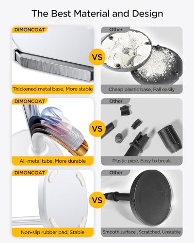 DIMONCOAT Adjustable Aluminum Alloy Cell Phone Stand - White, Universal Compatibility with 4-7 inch Devices, 180° Flip & 360° Rotation