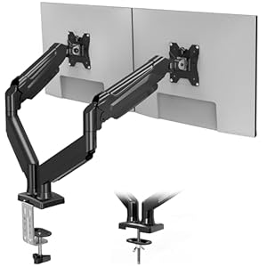 BONTEC Soporte Monitor Doble para Pantalla de 13 a 32 Pulgadas con Inclinación, Giro y Rotación, Soporte Monitor Ergonómico con Resorte de Gas y Gestión de Cables, VESA 75/100 mm, hasta 9 kg