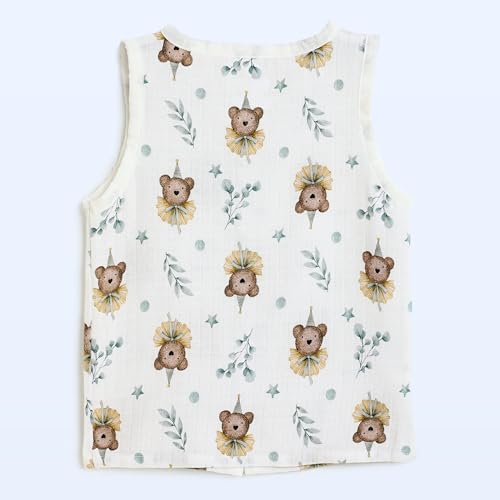 Image of The Boo Boo Club Organic Cotton Baby Jhabla | Pack of 4 Newborn Sleeveless Jabla | Newborn Infant Summer Wear | Soft & Breathable Muslin Fabric | Easy Button Closure Vest